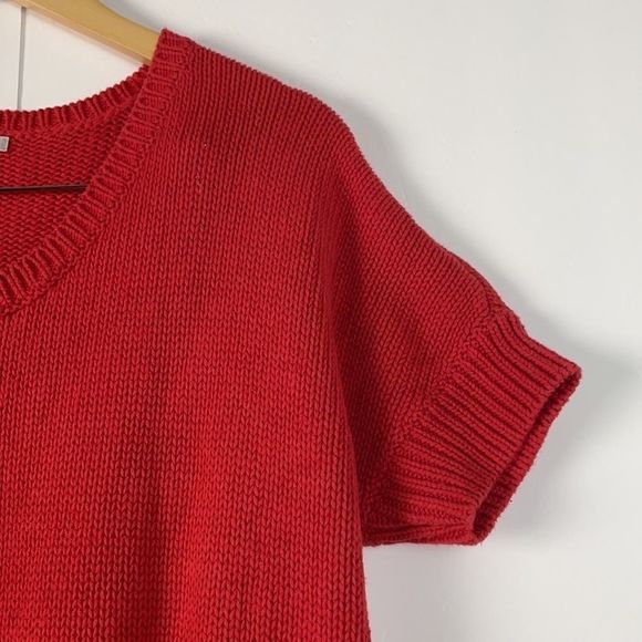 GAP Women Short Sleeve Red Knit Sweater Size M - Picture 3 of 8